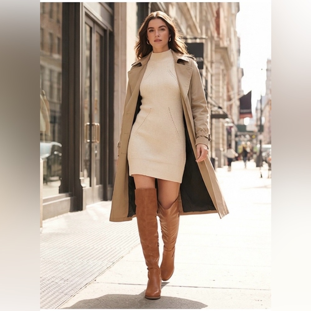 TOP Moda Brown Lace-Up Women's over the Knee Boots